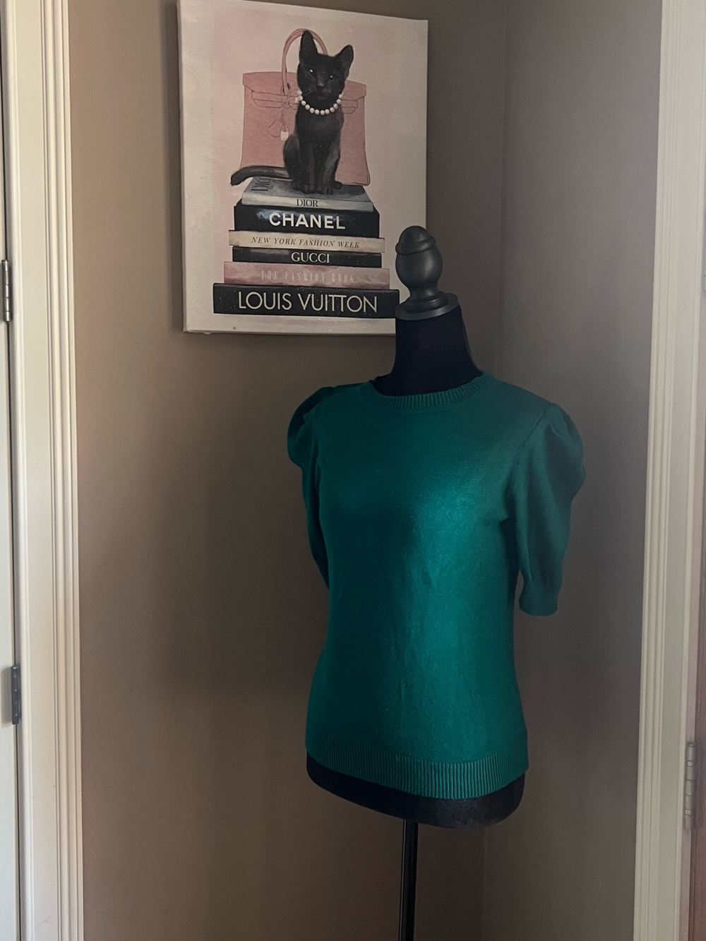 Pre-loved Emerald Puff-Sleeve Knit Top - Women